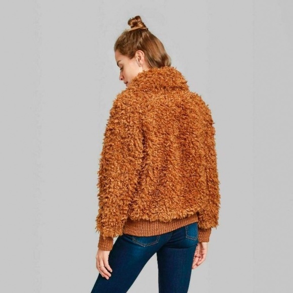 New Brown Faux Fur Sherpa Teddy Jacket XS - Picture 2 of 11